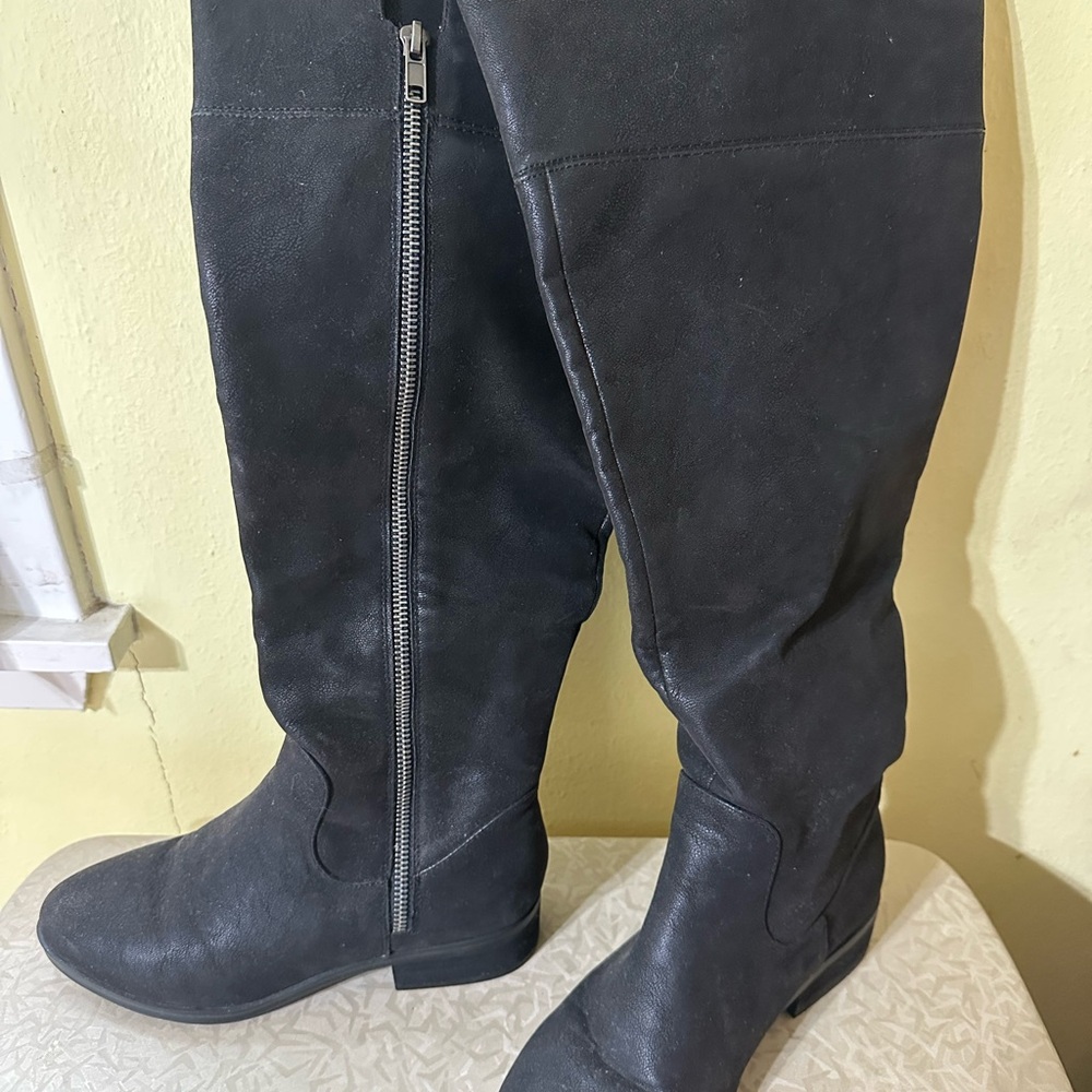 MIA Black Over the Knee Boots with Suede Finish